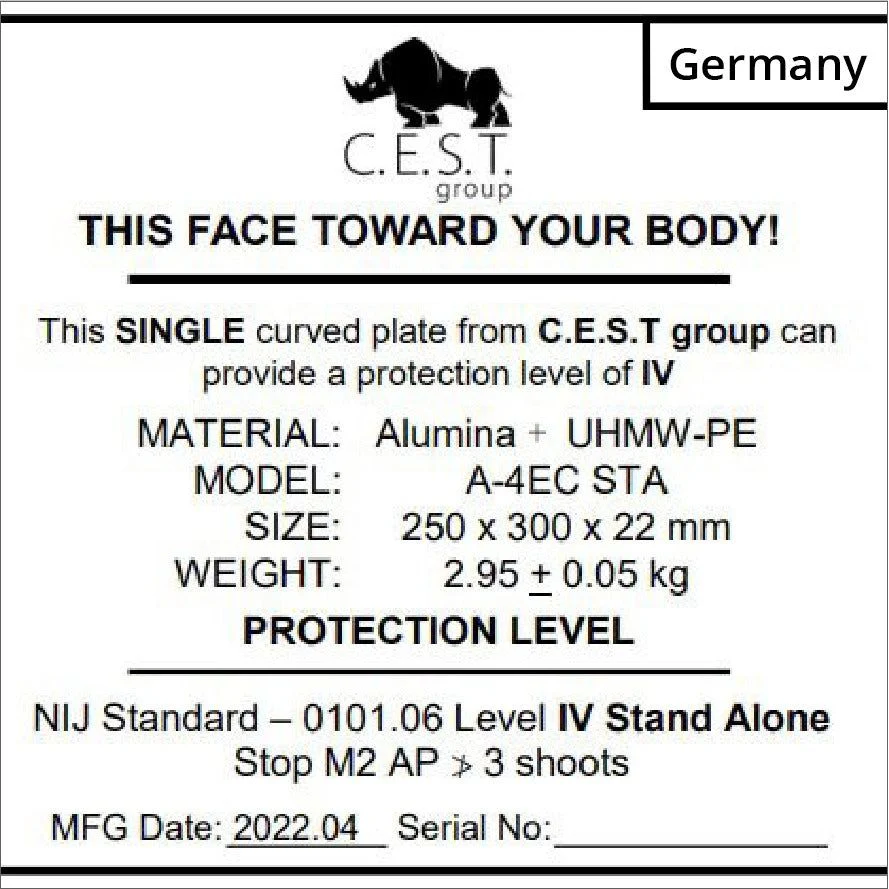 Hartballistik Ballistische Einschubplatte Level III - SK4, VPAM 9, CE - Image 2